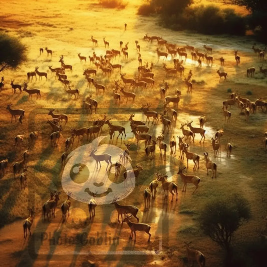 Aerial Picture Of A Herd Animals In Africa (Graphic For Sale See Licenses)