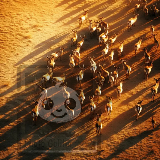 Aerial Picture Of A Herd Animals In Africa (Graphic For Sale See Licenses)