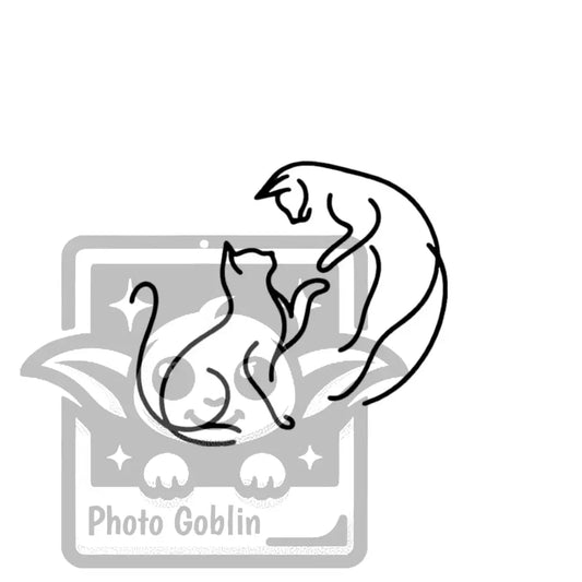 Two Cats Playing In Outline (Graphic For Sale See Licenses)