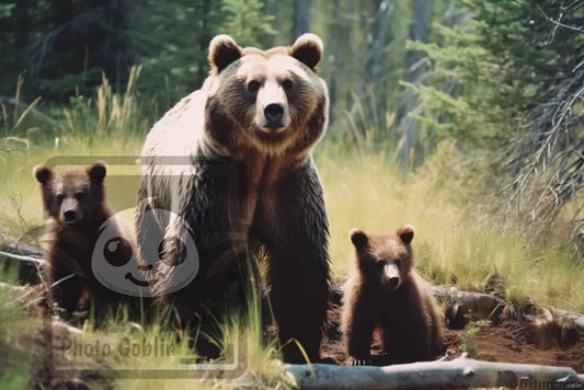 Bear With Two Cubs (Graphic For Sale See Licenses)